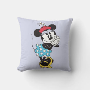 Classic Vintage Minnie Mouse Retro Flower Hat Throw Pillow