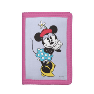 Classic Vintage Minnie Mouse Retro Flower Hat Trifold Wallet