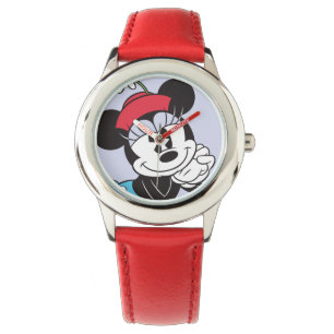 Classic Vintage Minnie Mouse Retro Flower Hat Watch
