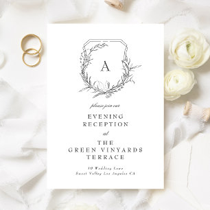 classic vintage monogram crest Wedding Reception Enclosure Card
