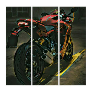 classic vintage motorcycle gift triptych