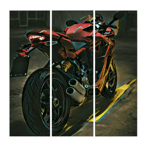 classic vintage motorcycle gift triptych