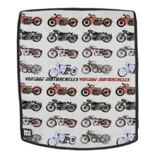 CLASSIC VINTAGE MOTORCYCLES Red Black Grey Backpack