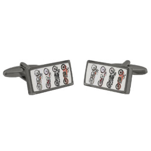 CLASSIC VINTAGE MOTORCYCLES Red Black Grey Cufflinks