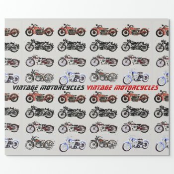 Classic Vintage Motorcycles Red Black Grey Wrapping Paper by bulgan_lumini at Zazzle