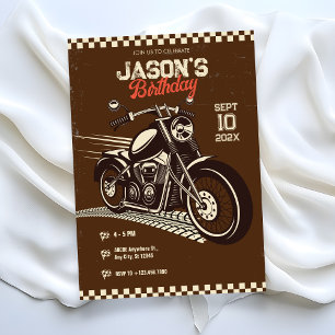 Classic vintage motorcyle birthday Invitation