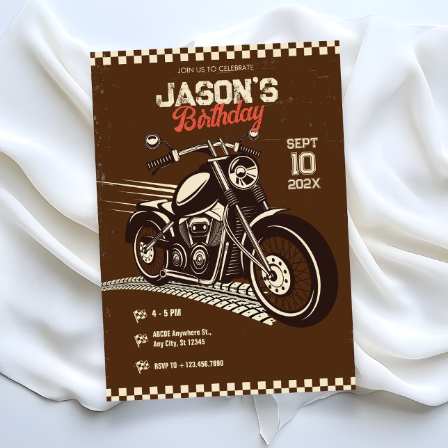 Classic vintage motorcyle birthday Invitation (Creator Uploaded)