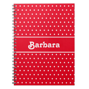 Classic Vintage Name Polka Dots Red and White Notebook