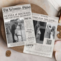 Classic Vintage Newspaper Unique Photo Wedding
