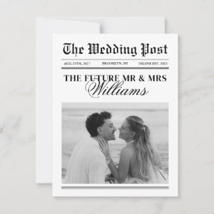 Classic Vintage Newspaper Wedding Photo Save The Date