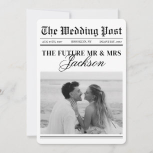 Classic Vintage Newspaper Wedding Photo Save The Date