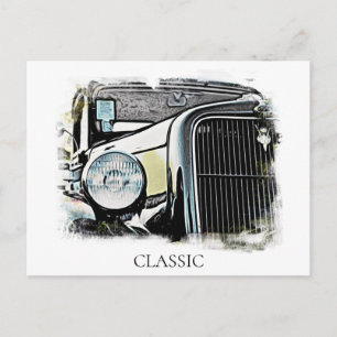 *~* Classic Vintage Old Antique Car Painting Postcard