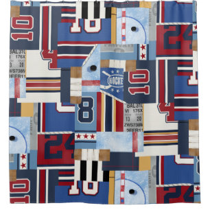 Classic Vintage Old Time Ice Hockey Themed Shirts Shower Curtain