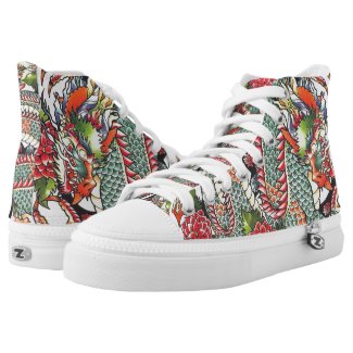 Classic vintage oriental japanese Dragon Tattoo High-Top Sneakers