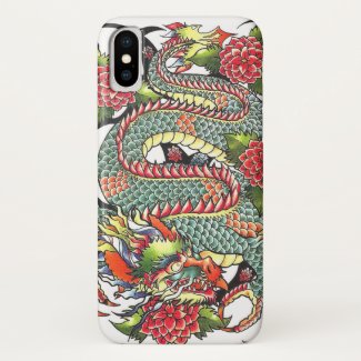 Classic vintage oriental japanese Dragon Tattoo iPhone X Case