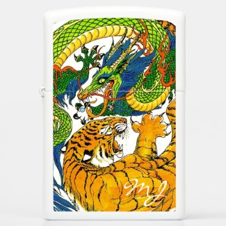 Classic Vintage oriental Yin Yang Dragon Tiger art Zippo Lighter