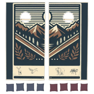 Classic/vintage outdoors/wilderness cornhole set