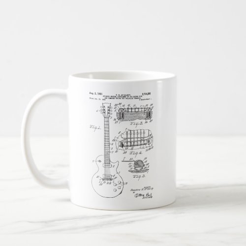 Classic Vintage Patent Print 1955 Rock Guitar Coffee Mug