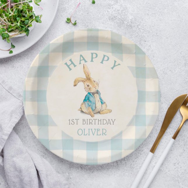 Classic Vintage Peter Rabbit First Birthday Paper Plates (Creator Uploaded)