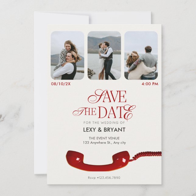 Classic vintage photo collage wedding save the date (Front)