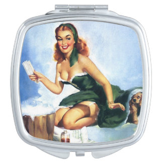 Classic Vintage Pin up girl art Compact Mirror