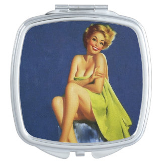 Classic Vintage Pin up girl art Compact Mirror