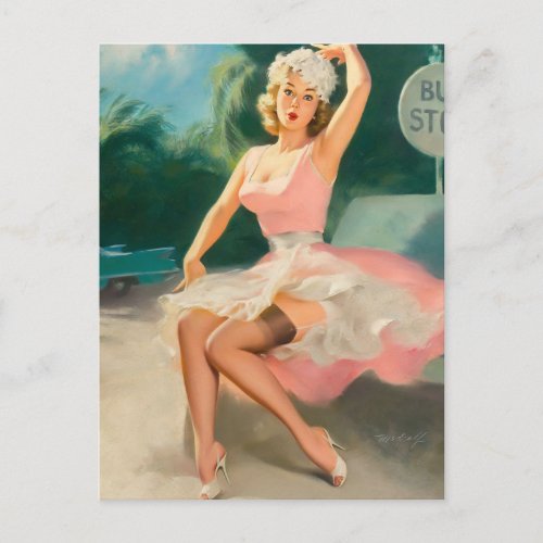 Classic Vintage pin up girl Art  Postcard