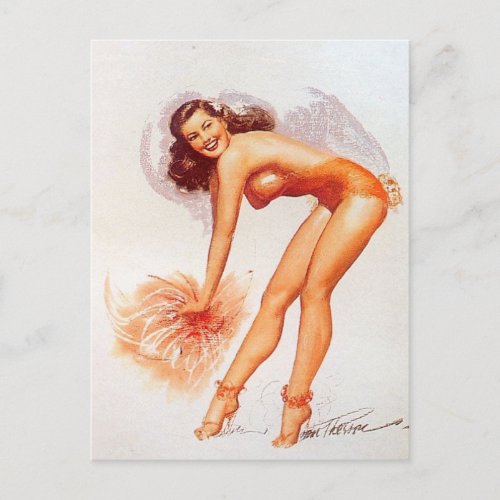 CLASSIC VINTAGE PIN UP GIRL ART POSTCARD