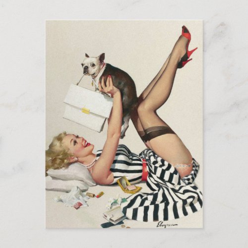 Classic Vintage Pin up girl  postcard