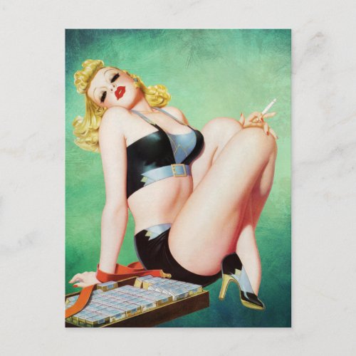 CLASSIC VINTAGE PIN UP GIRL POSTCARD