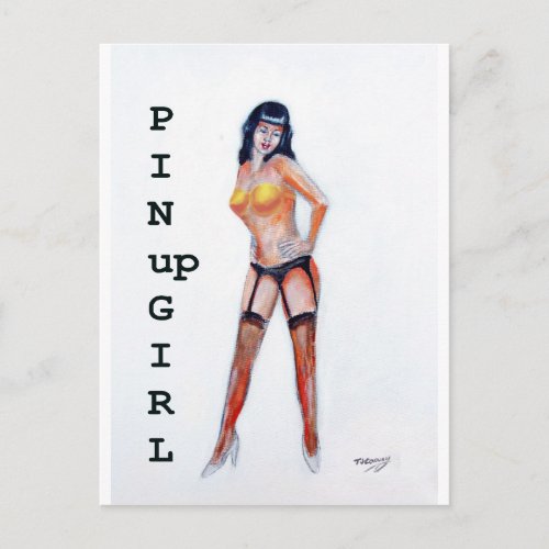 Classic Vintage pinup girl art Postcard