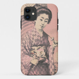 Classic vintage portrait of geisha japanese lady iPhone 11 case
