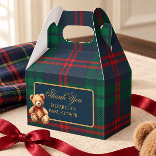 Classic Vintage Preppy Teddy Bear Baby Shower Favor Boxes