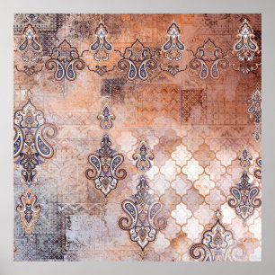 Classic vintage print with patchwork, paisley elem