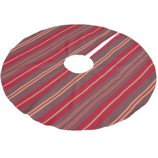 Classic Vintage Red Burgundy Gold Striped Pattern Brushed Polyester Tree Skirt