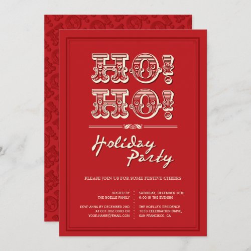 Classic Vintage Red HO HO Holiday Party Invite