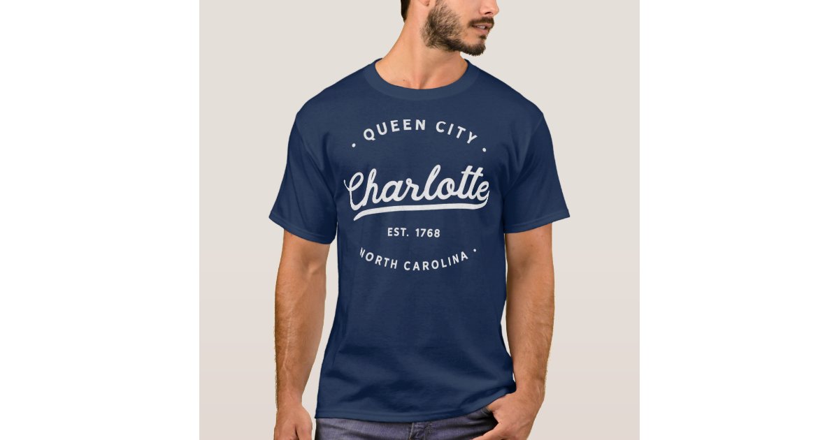  Classic Vintage Retro Charlotte Queen City NC USA Souvenir T- Shirt : Clothing, Shoes & Jewelry