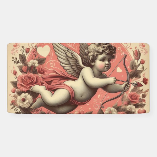 Classic/Vintage/Retro Cupid Valentine's day Banner (Horizontal)