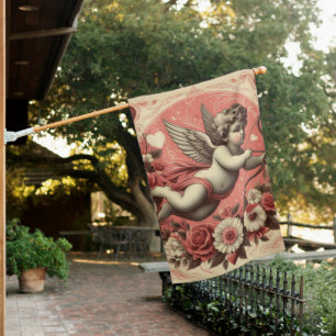 Classic/Vintage/Retro Cupid Valentine's day House Flag