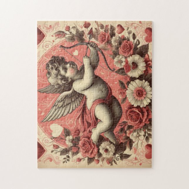 Classic/Vintage/Retro Cupid Valentine's day Jigsaw Puzzle (Vertical)