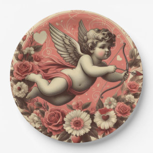 Classic/Vintage/Retro Cupid Valentine's day Paper Plates