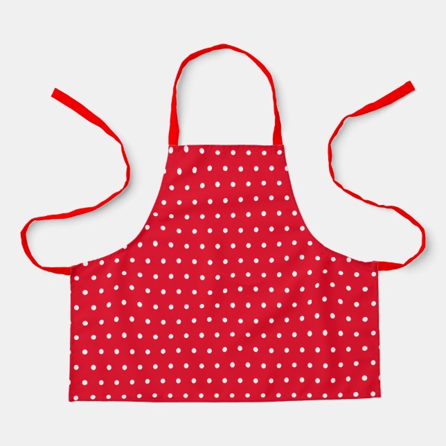 Classic Vintage Retro Polka Dots Red and White Apron (Front)