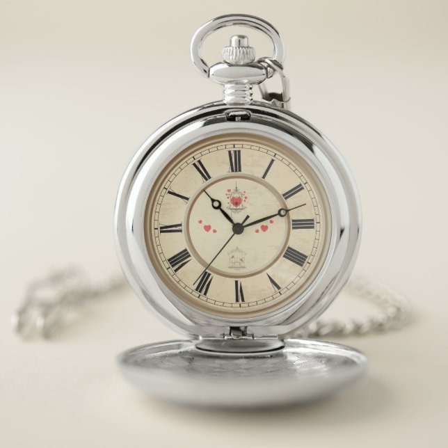 Classic Vintage Roman Numerals Pocket Watch (Inside)