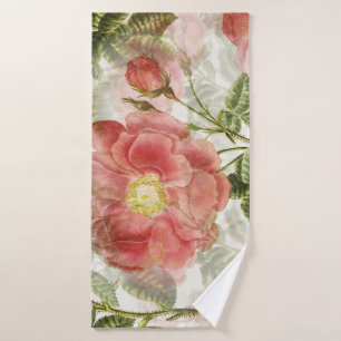 Classic Vintage Rose Bloom Bath Towel