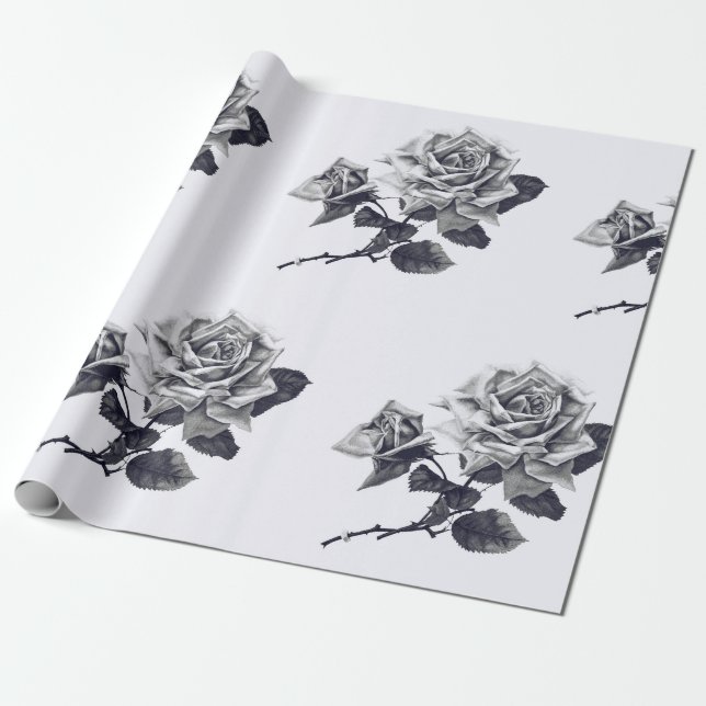 Classic Vintage Rose Wrapping Paper Gift (Unrolled)