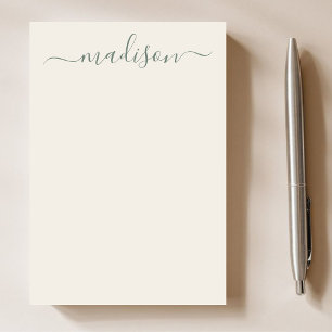 Classic Vintage Sage Green Typography Name Post-it Notes