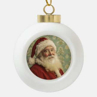 Classic Vintage Santa Claus Cameo  Ceramic Ball Christmas Ornament