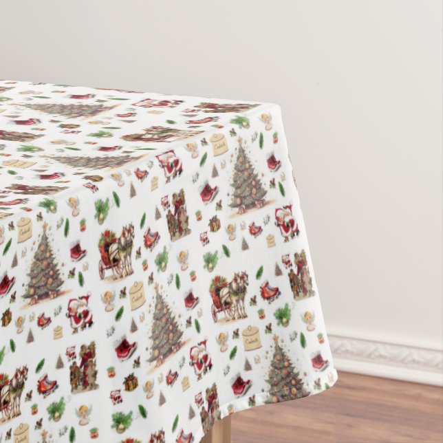 Classic Vintage Santa Claus Christmas Tablecloth  (In Situ)