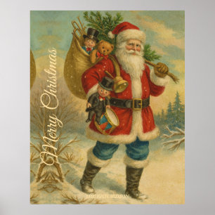 Classic Vintage Santa Claus Old-Fashioned Christma Poster