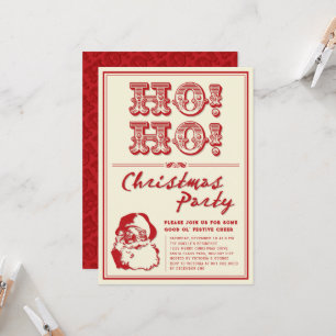 Classic Vintage Santa HO HO Christmas Party Invitation